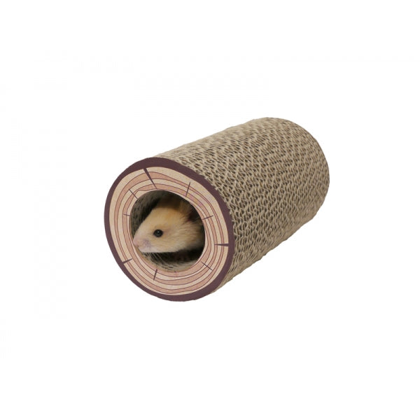 Naturals Shred-a-Log Corrugated Tunnel - 18cm length, 9.5cm diameter - Mischief Pet Products
